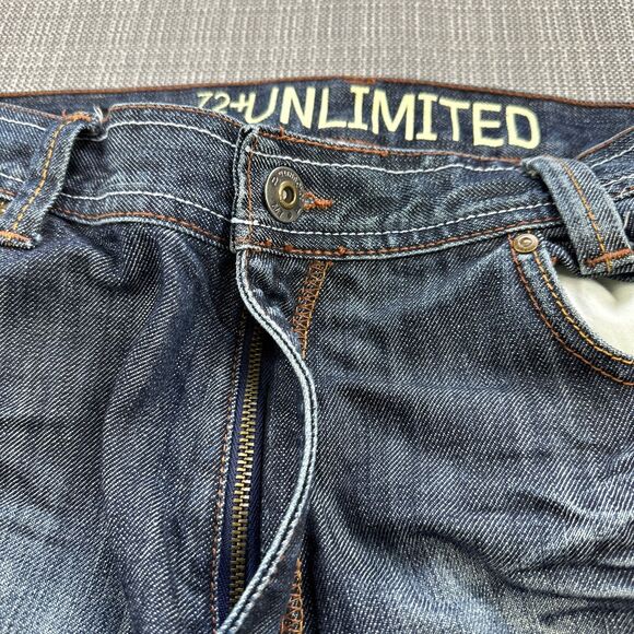 Eko Unltd Jeans Men 36x31 Relaxed 72 Unlimited Baggy Wide Leg Distressed Whisker - Picture 4 of 13